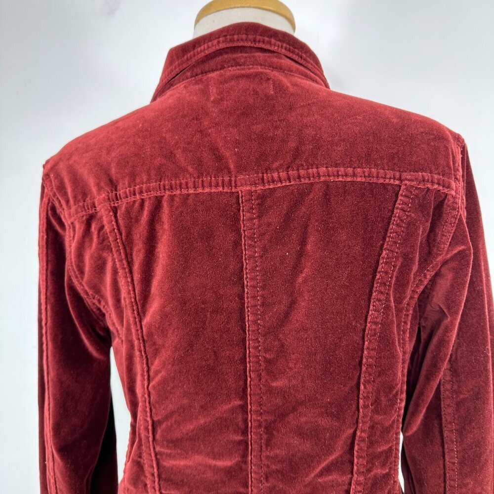 Sundance Wren Burgundy Velvet Velour Button Up Jacket Women's Size M - Picture 11 of 13